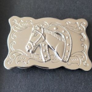 Western Southwestern equestrian belt buckle with 3D horse head and shoe